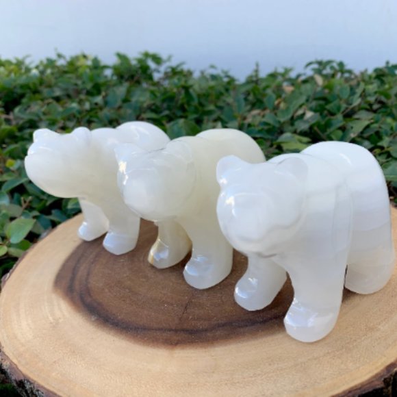 Large White Onyx 4 Inch Polished Bear, Carved Bear, Bear Figurine, Collectables - Picture 3 of 7